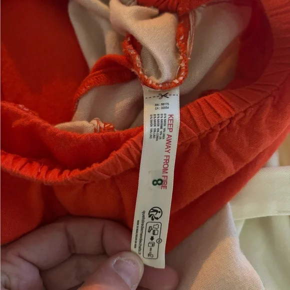 Striped Orange and White Strapless Eden Jumpsuit - Picture 8 of 9